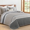 image:imageCottolester Queen Quilt Bedding SetTaupe Grey Patchwork Striped Bedspread Coverlet Set Queen3 Pieces Soft Lightweight Boho Quilt Set for All Season 96x90Taupe Grey