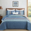 image:imageCottolester Queen Quilt Bedding SetTaupe Grey Patchwork Striped Bedspread Coverlet Set Queen3 Pieces Soft Lightweight Boho Quilt Set for All Season 96x90Blue