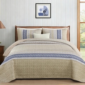 image:imageCottolester Queen Quilt Bedding SetTaupe Grey Patchwork Striped Bedspread Coverlet Set Queen3 Pieces Soft Lightweight Boho Quilt Set for All Season 96x90Beige