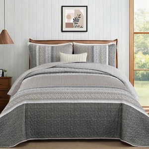 image:imageCottolester Queen Quilt Bedding SetTaupe Grey Patchwork Striped Bedspread Coverlet Set Queen3 Pieces Soft Lightweight Boho Quilt Set for All Season 96x90Taupe Grey