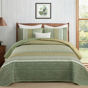 image:imageCottolester Queen Quilt Bedding SetTaupe Grey Patchwork Striped Bedspread Coverlet Set Queen3 Pieces Soft Lightweight Boho Quilt Set for All Season 96x90Sage Green