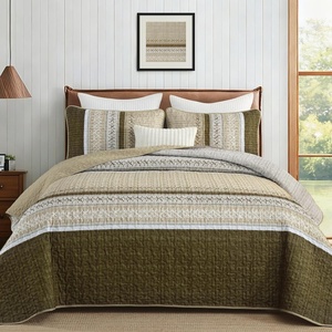 image:imageCottolester Queen Quilt Bedding SetTaupe Grey Patchwork Striped Bedspread Coverlet Set Queen3 Pieces Soft Lightweight Boho Quilt Set for All Season 96x90Brown