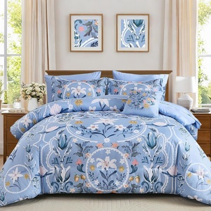 image:imageQueen Size 8 Piece Bed in a BagFloral Botanical Khaki Comforter SetQueen Bed Set with Comforter and SheetsFarmhouse Vintage ComforterBlue